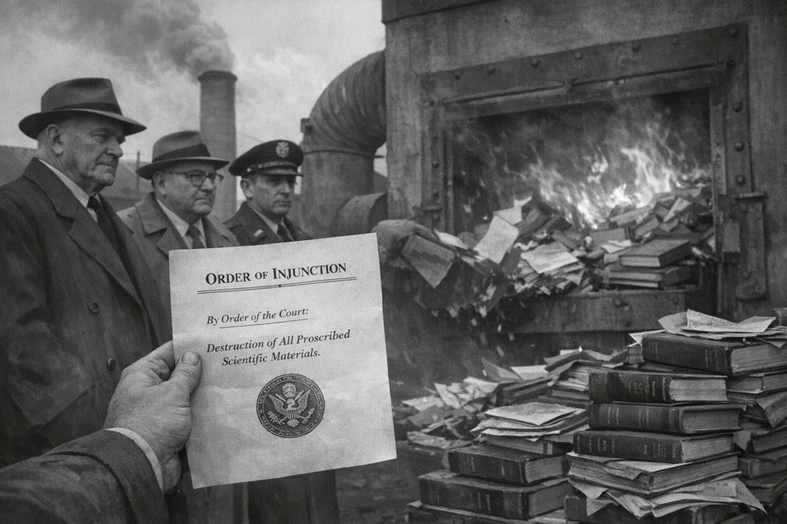 The FDA book burning order — the court injunction ordering the destruction of Wilhelm Reich's research, August 23, 1956.