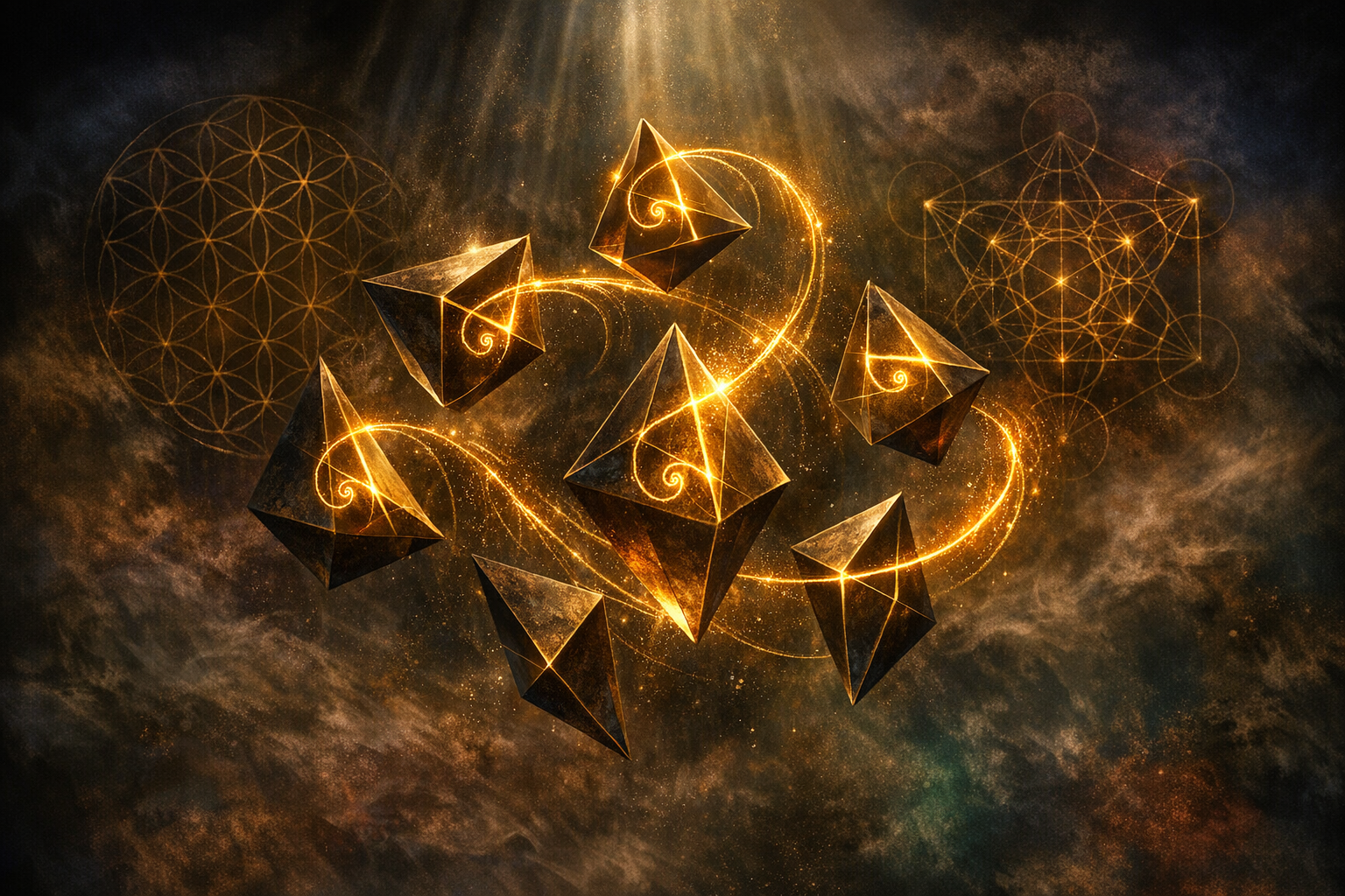 The chestahedron's golden ratio proportions — phi geometry revealed in the seven-sided form.