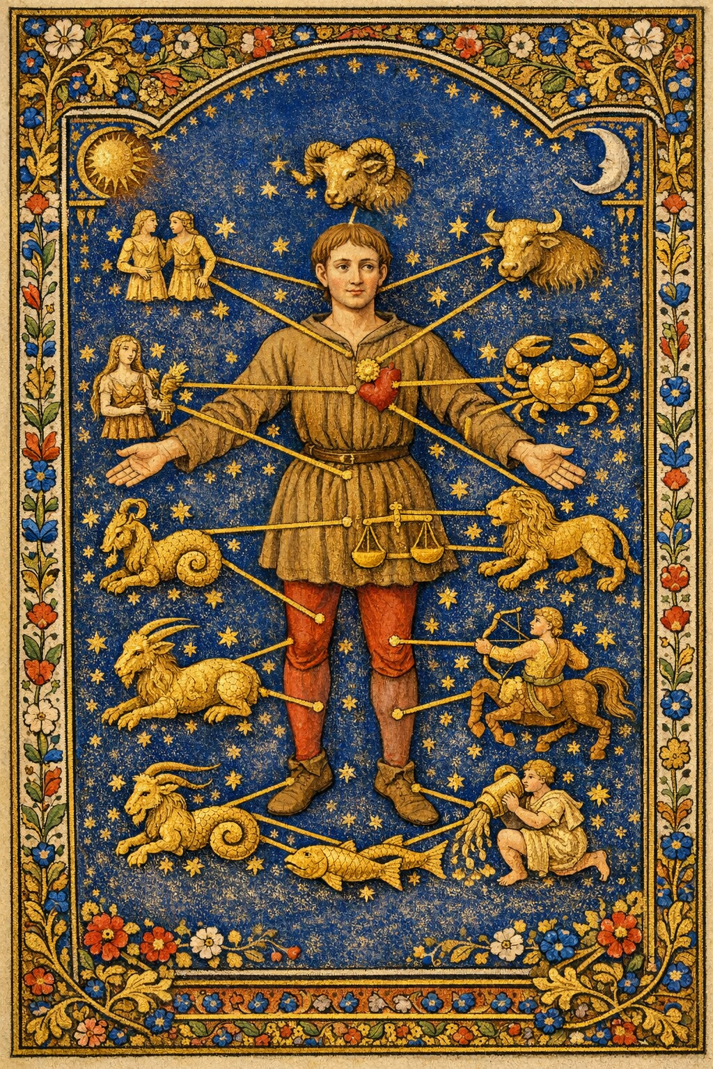 The Zodiac Man (Homo Signorum) — standard medical practice for physicians from the 12th through 17th centuries.